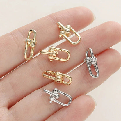2Pcs/Pack 14/18K Gold Plated Spring Clasps Brass U Shape Lobster Clasp Connector for DIY Jewelry Bracelet Making Accessories