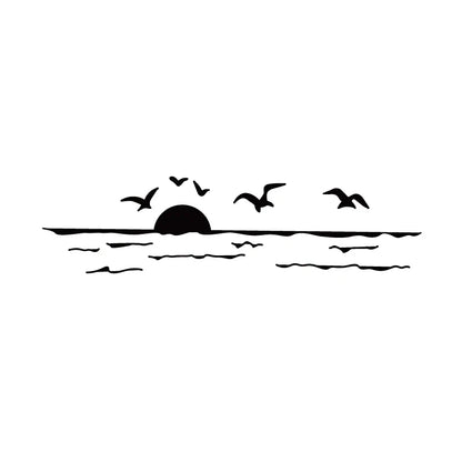 Sunset Over Ocean Scene RV Camper Decal | Beach Sunset Vinyl Sticker for Car Window Laptop Decor
