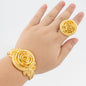 Leopard Design Bangle and Ring Jewelry Set Gold Plated African Bracelet Adjustable Ring Weddings Bridal Jewelry Accessories