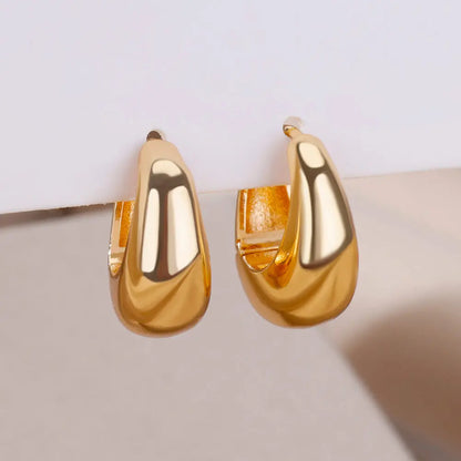 Chunky Drop Hoop Earrings for Women Stainless Steel Gold Color Piercing Earring 2024 Trend New In Trend Jewelry aretes mujer