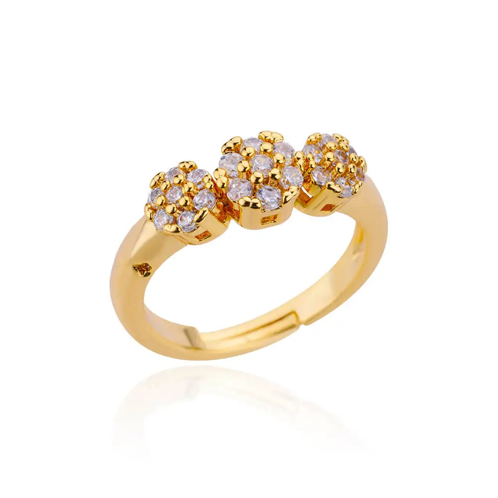 Zircon Flower Shaped Rings For Women Stainless Steel Open Ring Fashion Korean New Wedding Jewerly Gift