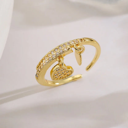 NEWBUY Unique Design Heart Lock Love Open Rings For Women Girl Gold Color High Quality Engagement Jewelry Femme Bijoux