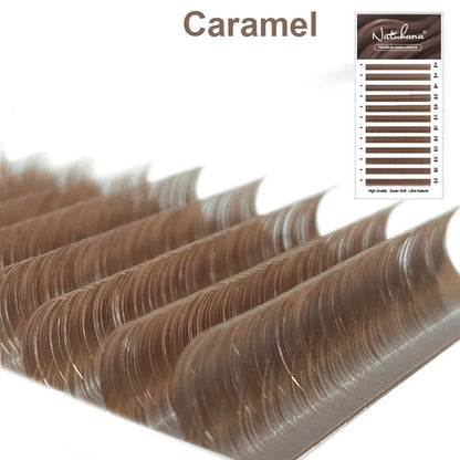 NATUHANA Caramel Colored Lashes | Individual Faux Mink Eyelashes