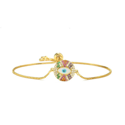 NEWBUY 2026 Trendy Turkish Gold Color Evil Eye Bracelet Adjustable AAA CZ Pave Setting Female Luckry Party Jewelry Gift