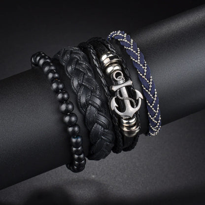 MeMolissa New Fashion Braided Wrap Leather Bracelets for Men High Quality Vintage Charm Wood Beads Ethnic Tribal Wristbands