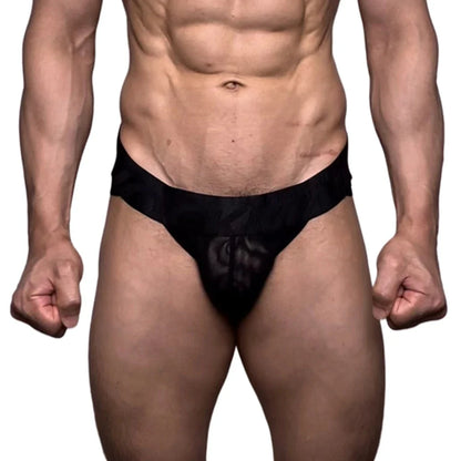 Jockmail Mens Thong Bikini Jockstrap Briefs Mens Panties Sexy Transparent Ice Silk Gay Underwear Sissy Calzoncillos Hombre Slip