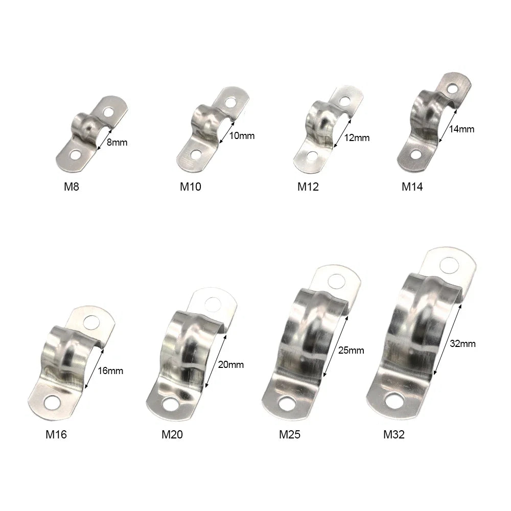 NINDEJIN U Shape Pipe Clamps | 304 Stainless Steel Two Hole Strap Conduit Tube Clip
