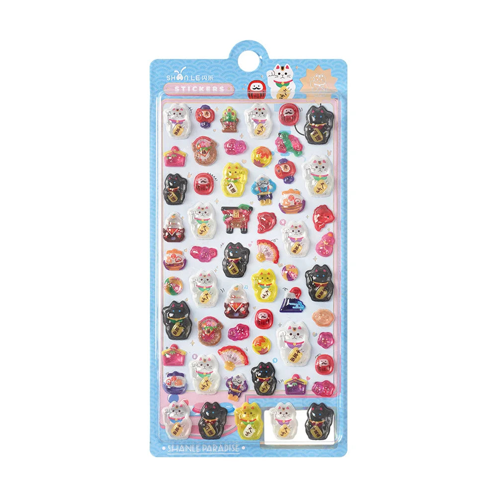 Japanese Anime Food Stamping Seal Fun | 3D Crystal Diamond Sticker Set for Kids