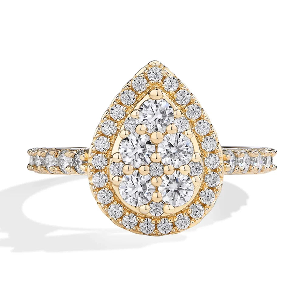 MINTYBOX S925 Sterling Silver Moissanite Engagement Halo Rings for Women 1.15ctw Lab Diamond Ring 18K Gold Plated Fine Jewelry