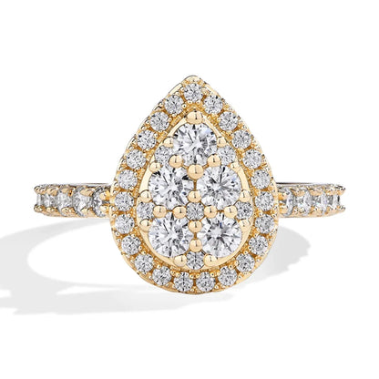 MINTYBOX S925 Sterling Silver Moissanite Engagement Halo Rings for Women 1.15ctw Lab Diamond Ring 18K Gold Plated Fine Jewelry