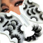 5-8 Pairs Natural Russian Striped Mink Lashes | 3D Volume Wavy False Eyelash Extensions