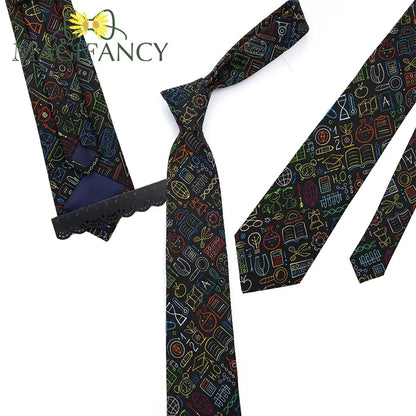 100%Cotton 8cm Tie Math Sciences Astronomy Physical Chemistry Men College Academy Institute School Cosplay Gift Cravat Accessory