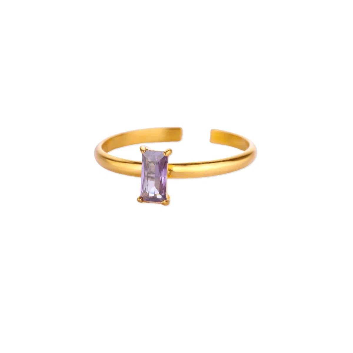 Stainless Steel Birthstone Rings For Women Gold Color Zircon Birthstone Opening Ring Minimalist Christmas Birthday Jewelry Gift