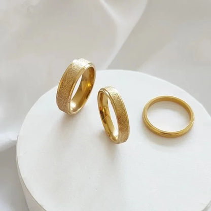 SUNIBI Frosted Stainless Steel Ring for Women Fashion Simple Gold Color Finger Rings Wedding Gifts Girls Jewelry Wholesale