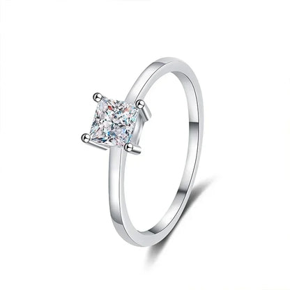NeeTim 0.6 Carat Princess Moissanite Engagement Ring Women Proposal Bridal Rings Sterling Silver Wedding Band with Certificate