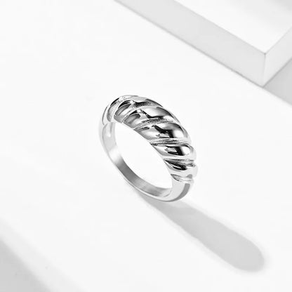 Stainless Steel Twist Bread Design Ring Wedding Band for Men Women Size 4-12