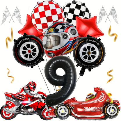 12pcs Racing Car Balloon Birthday Set | Party Decor for Boys