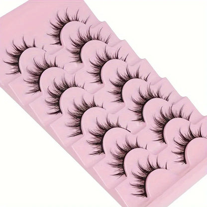 7 Pairs Manga Lashes - Natural Look, 3D Volume, Wispy, Fluffy, Spiky, Anime & Cosplay Eyelashes - Pack