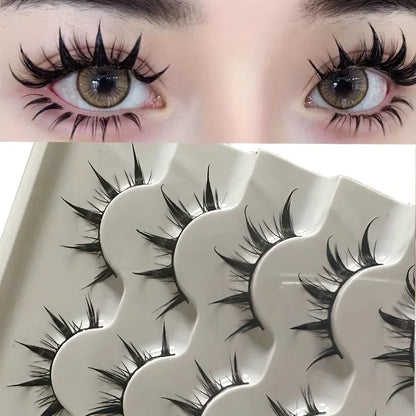 Anime-Inspired False Eyelashes | 5 Pairs Cartoon Eye Faux Lashes for Dramatic Demon Style