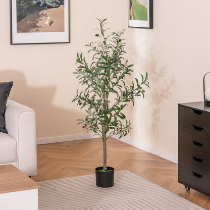 4.5 Feet Tall Artificial Olive Tree Fake Potted Trees with Realistic Fruits-Set of 2
