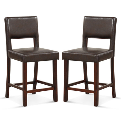 2 Piece Bar Chair Set with Hollowed Back and Rubber Wood Legs