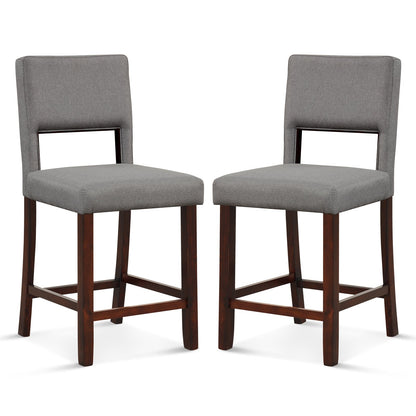 2 Piece Bar Chair Set with Hollowed Back and Rubber Wood Legs