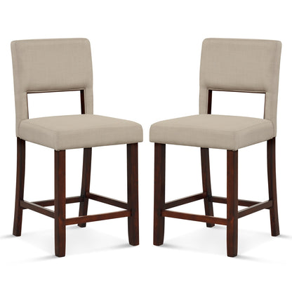 2 Piece Bar Chair Set with Hollowed Back and Rubber Wood Legs