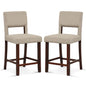 2 Piece Bar Chair Set with Hollowed Back and Rubber Wood Legs