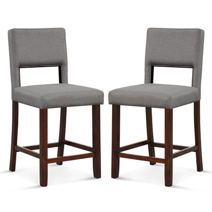2 Piece Bar Chair Set with Hollowed Back and Rubber Wood Legs