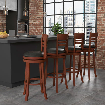 Set of 2 360° Bar Stools with PU Upholstered Seats-Brown