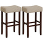 29 Inch Set of 2 Height Upholstered Bar Stool with Solid Rubber Wood Legs and Footrest-Gray