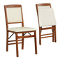 Set of 2 Folding Dining Chairs with Padded Seat and High Backrest-Brown