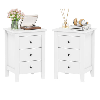 Set of 2 Nightstand End Beside Table Drawers