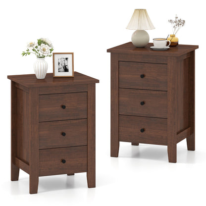 Set of 2 Nightstand End Beside Table Drawers