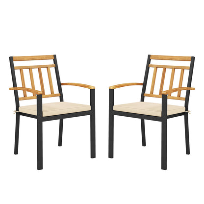 Set of 2 Patio Dining Chairs with Removable Padded Cushions