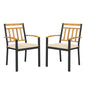 Set of 2 Patio Dining Chairs with Removable Padded Cushions