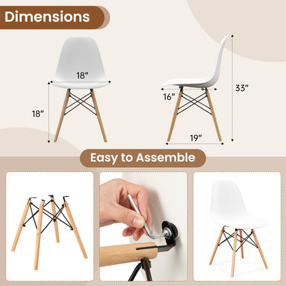 4 Pieces Modern Armless Dining Chair Set with Wood Legs