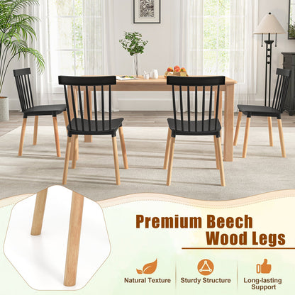 Set of 4 Windsor Dining Chairs with Spindle Backs and Curved Seats