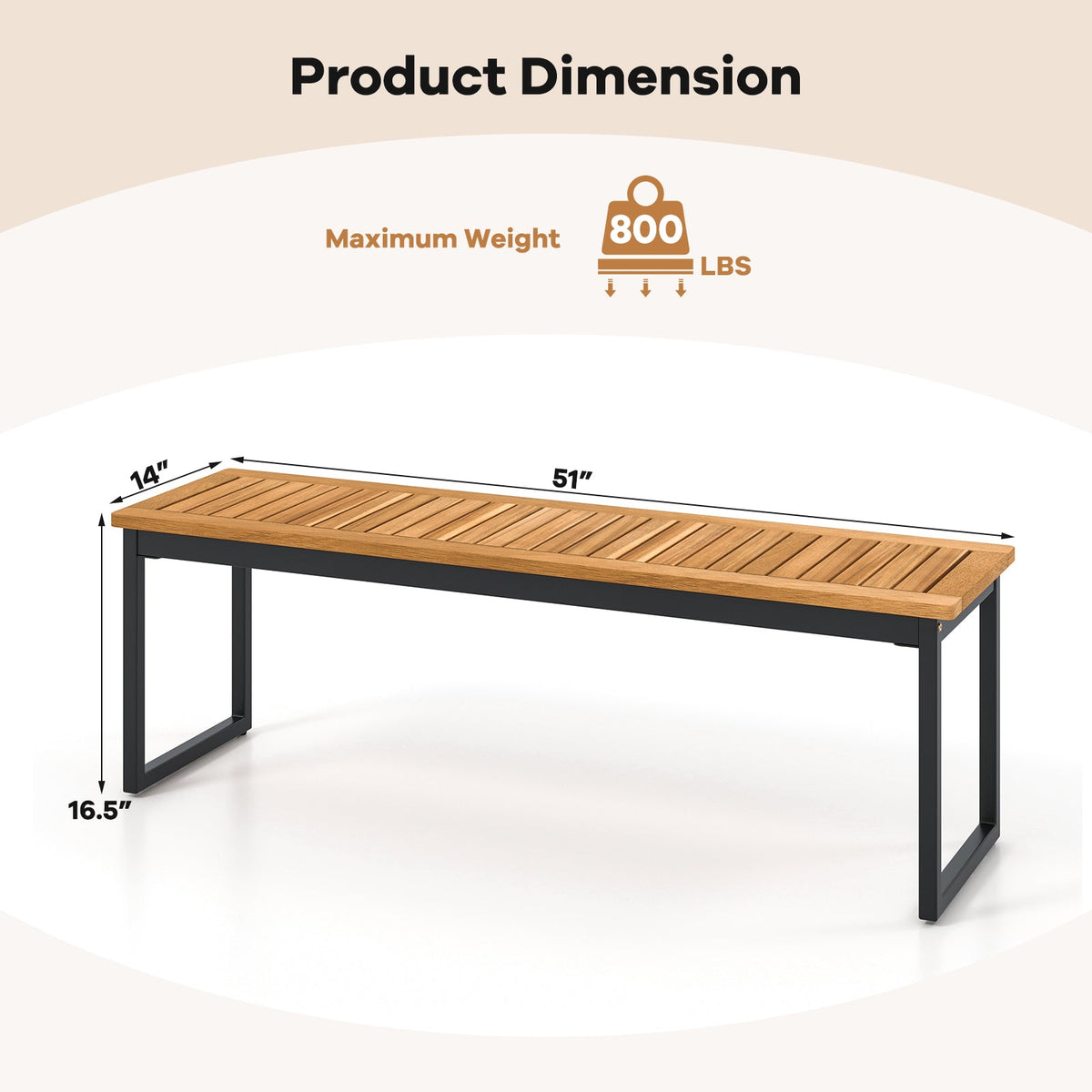 Set of 2 Patio Dining Bench for 2-3 Person Indoor Outdoor