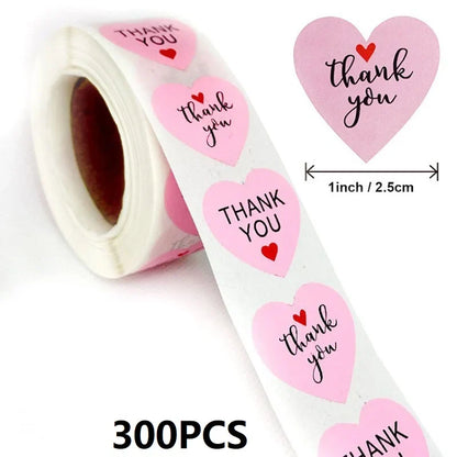 Thank You Stickers for Packaging | Heart Shaped Merci Stickers Bulk