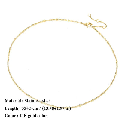 SUNIBI Stainless Steel Chain Necklace for Women Gold Color Thin Choker Bead Chain Necklace Jewelry Wholesale Dropshipping