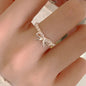 PANJBJ 925 Sterling Silver Pearl Irregular Ring | Women Shell Overlapping Hollow Sweet Design Jewelry