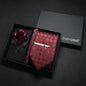 Wine red Men Tie Paisley Silk Tie Pocket Square Cufflink Luxury Gift Box Set Wedding Gravat Accessories Neck Tie For Men
