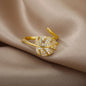 Luxury Zircon Geometric Rings For Women Stainless Steel Gold Color Open Ring Trendy Wedding Party Aesthetic Jewerly Gift Femme
