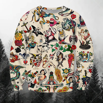 Men's Sweatshirts 3d Characters And Animal Graphic Long Sleeve Printed T-Shirts Loose O-Neck Hoodies Oversized Men Clothing Tops