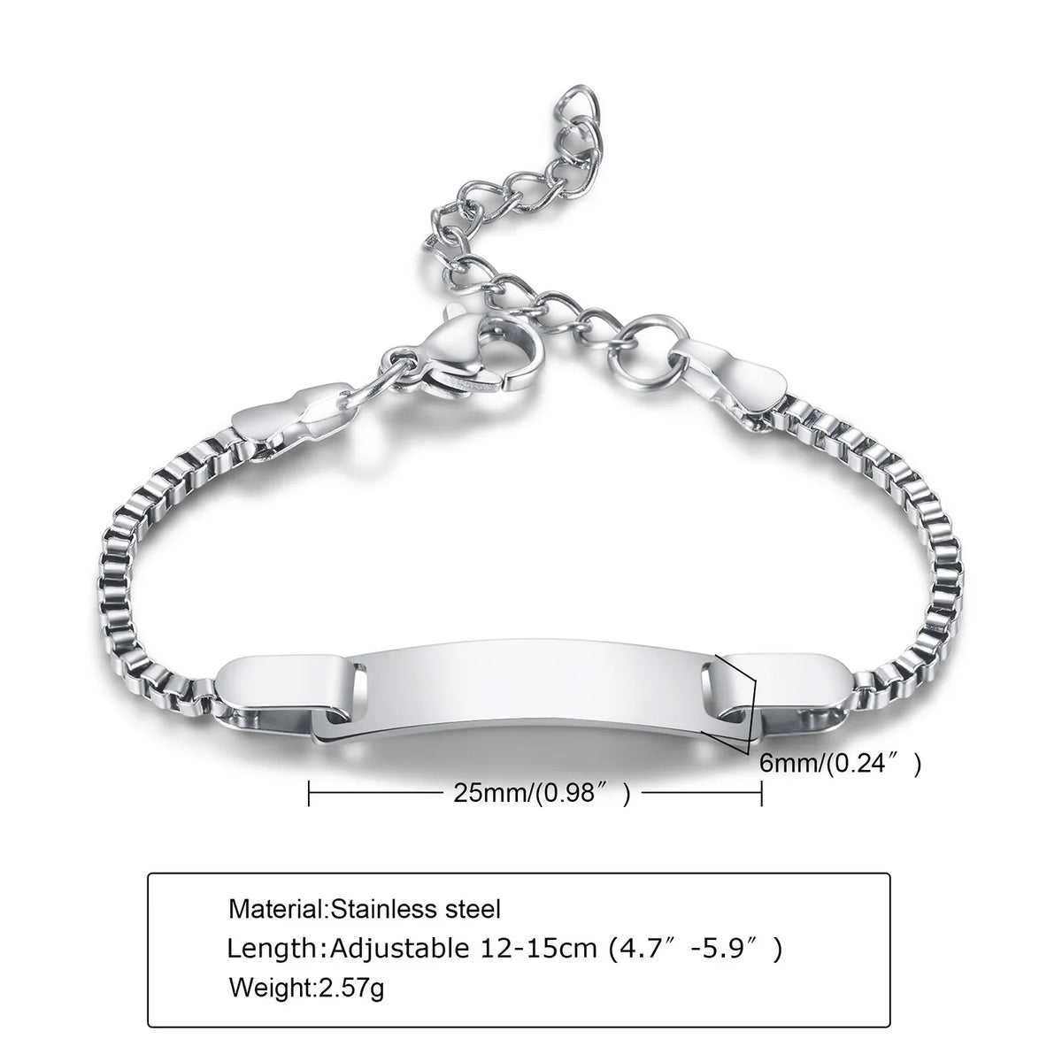 Custom Personalized Name ID Bracelet Gilrs Boy Gifts, Stainless Steel Curb Chain Link Crown Bracelet Not Allergic