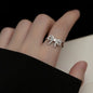 Yupsk Korean Fashion Micropaved Crystal Zirconia Bow Ring for Women Girls Exquisite Ins Trendy Minimalist Finger Rings Jewelry