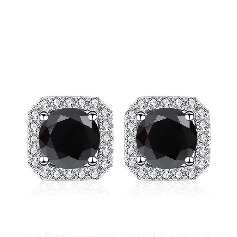 NeeTim 0.5ct 1ct Pink Moissanite Studs Earrings for Women 925 Sterling Silver Black Blue Grey Sparkling Lab Diamond Stud Earring