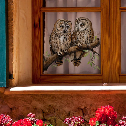 Owl Flower Branch Wall Stickers | Self-Adhesive Animal Wall Decals for Living Room
