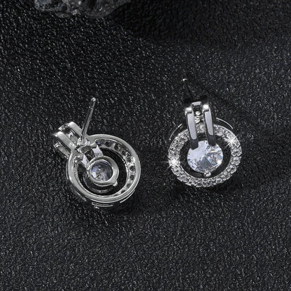 Exquisite Fashion Chic Round Zircon Earrings Casual Ins Assorted Niche High-grade Sense Selling Elegant Accessories